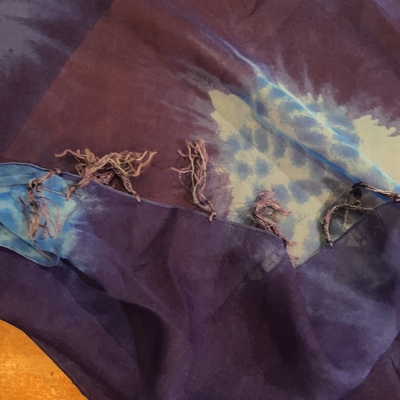 Large blue with fringe wrap cover up - Picture 2 of 3